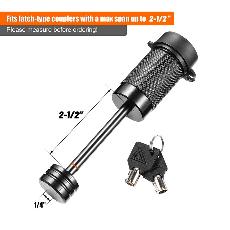 CZC AUTO Trailer Tongue Coupler Lock Keyed Alike Dia 1/4