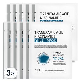 APLB Tranexamic Acid Niacinamide Sheet Mask, 3 Packs, 10 Pack / APLB 트라넥삼산 나이아신아마이드 시트 마스크, 3개, 10개입