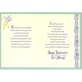 Designer Greetings The Past, Present and Future : Purple and Sparkling White Flowers Graduation Congratulations Card for Daughter