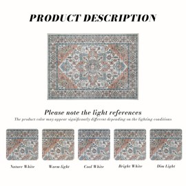 Domitapis Area Rug 9×12, Large Vintage Boho Rug,Ultra-Soft Low Pile, Washable, Non Slip,Stain Resistant, Printed Carpet for Living Room Bedrooms Playroom Office Kitchen,Red/Beige