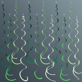 36Pcs Green Hanging Swirl Decorations Ombre Green Felt Swirl Streamer Spiral Ceiling Garland for Spring Summer Birthday Wedding Baby Shower Graduation Christmas St Patrick's day Holiday Party Supplies