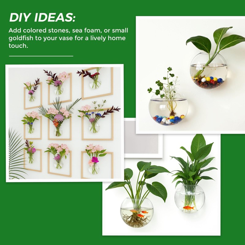DomeStar 4PCS Wall Vases, Wall Mounted Hanging Glass Vases Clear