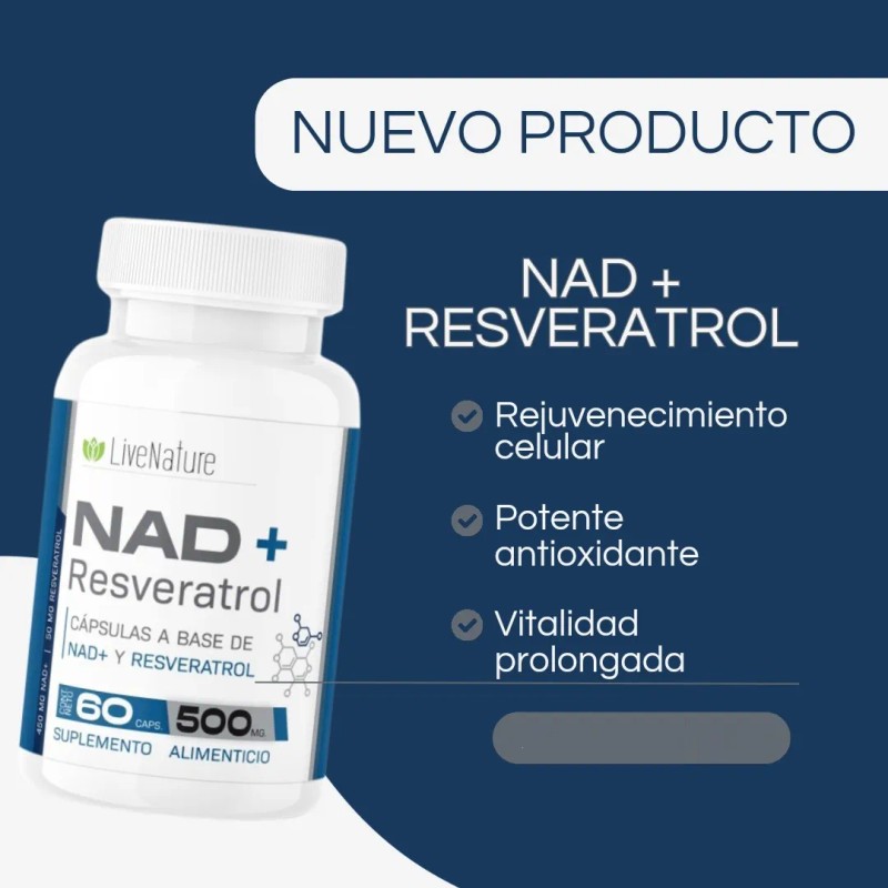 Nad + Resveratrol Kit 2 Piezas Live Nature Antioxidante Sabor