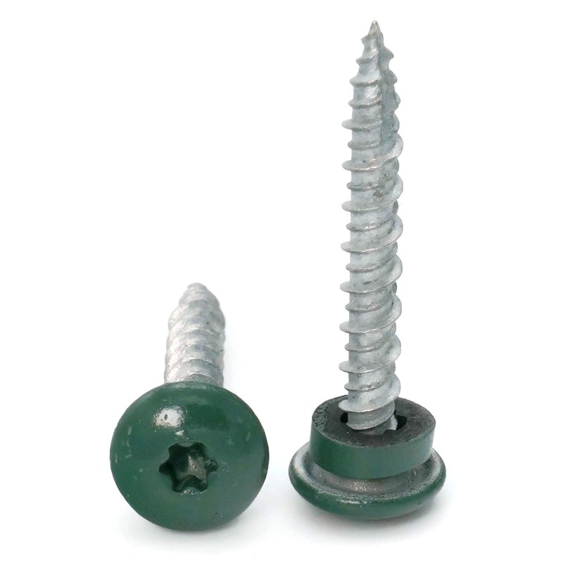 Low Profile Mechanical Galvanized Roofing Screws Green Finish - #10