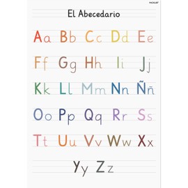 PACKLIST® El Abecedario para Niños en Español - Poster del Alfabeto con Letras de Colores Grandes y Divertidas para un Aprendizaje Fácil - Perfecto para Decorar Habitaciones Infantiles y Aulas