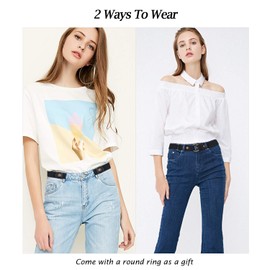 Ladies Elastic Belt Invisible No Buckle Belt for Women Men Black Adjustable Stretch Waist Belt Jeans Belt No.1 Black Suit Waist 22-34 inches