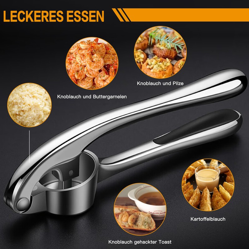 Garlic Press Made of Stainless Steel, Dishwasher Safe, Practical Garlic