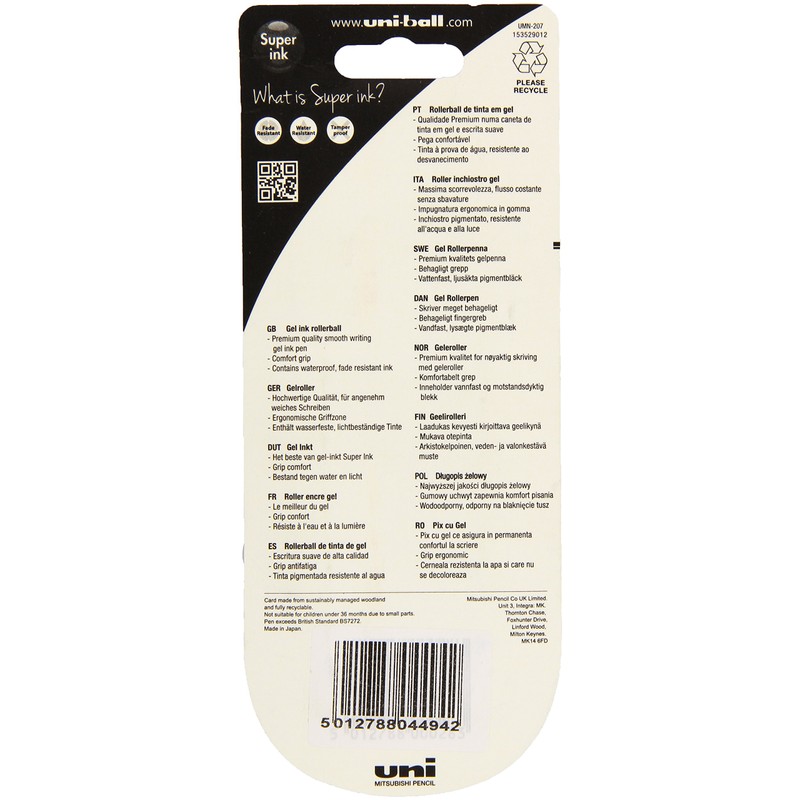 Uni-Ball Signo Gel 207 Retractable Rollerball Pen Pack of 5