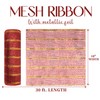 MEEDEE 10 Inch Mesh Ribbon Red and Gold Christmas Deco
