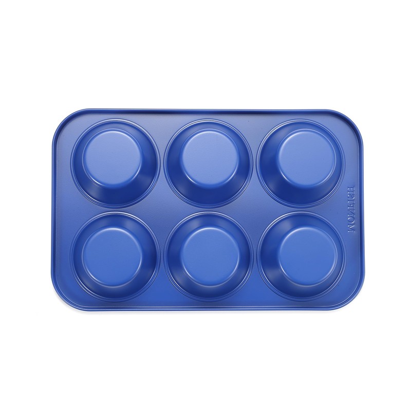 Monfish Muffin Mould 6 Jumbo Cup Carbon Steel Haze Blue