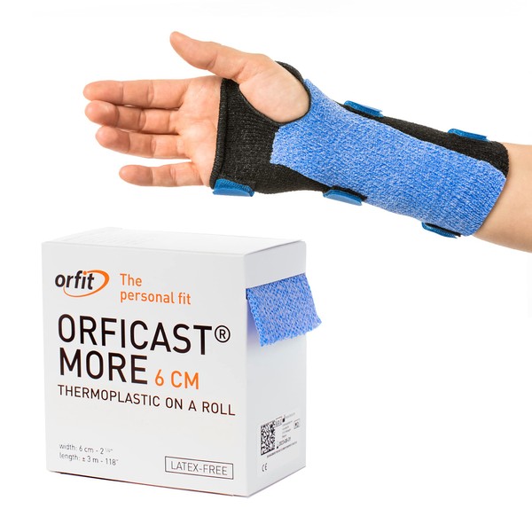Orfit Orficast Easy-Form Splinting Material Heat-Activated Thermoplastic Tape for Trigger Finger, Thumb, Arthritis Pain Relief, Hand Support 2” x 9’, Blue, One Roll