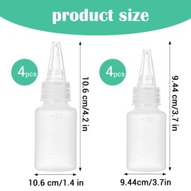 oruola 8 Pack Squeezy Bottles with Nozzles, 50 ml & 30 ml Small Plastic Squeeze Bottles for DIY Crafts Art Painting, Multi-Purpose Squeeze Bottle with Nozzle, Hair Oil Applicator Bottle