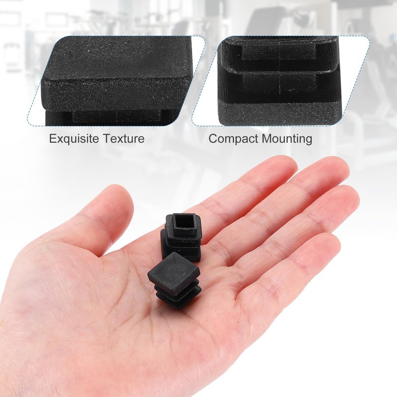 MECCANIXITY 10 PCS 1/2"(13mm) Square Plastic Hole Plugs, Black Plastic