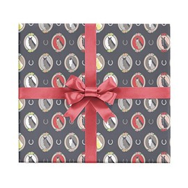 Horses Giftwrap Paper - Six Flat Folded Sheets 19.5x27 Inches, Equestrian Birthday Wrapping Paper or Art Projects