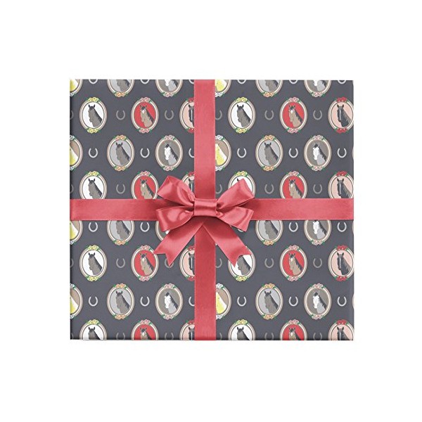 Horses Giftwrap Paper - Six Flat Folded Sheets 19.5x27 Inches,