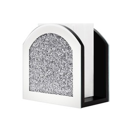 Poayewly Mirror Napkin Holder with Crushed Diamond, Bling Glass Silver Napkin Holder for Dining Table Kitchen Countertop and Home Décor