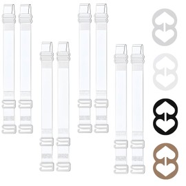Ouligay 4 Pairs Clear Bra Straps Invisible Bra Straps Clips for Women Adjustable Transparent Bra Strap Bra Clips to Make Racerback Non-Slip Bra Strap for Strapless Bra