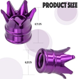 MEAJOO 4PCS Crown Style Tire Valve Stem Caps, Air Caps Cover, Aluminum Alloy Dustproof and Waterproof Valve Caps Cover fits Cars, Trucks, Bikes, Motorcycles, Bicycles Tire Caps(Purple)