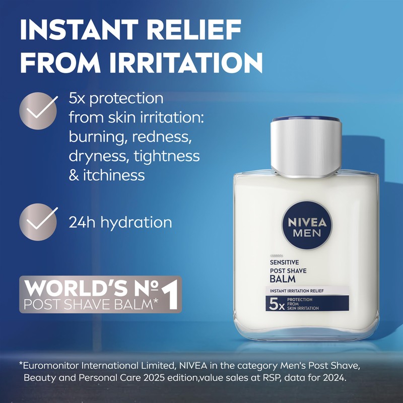 NIVEA MEN Sensitive Post Shave Balm (100ml), Formulated for Sensitive