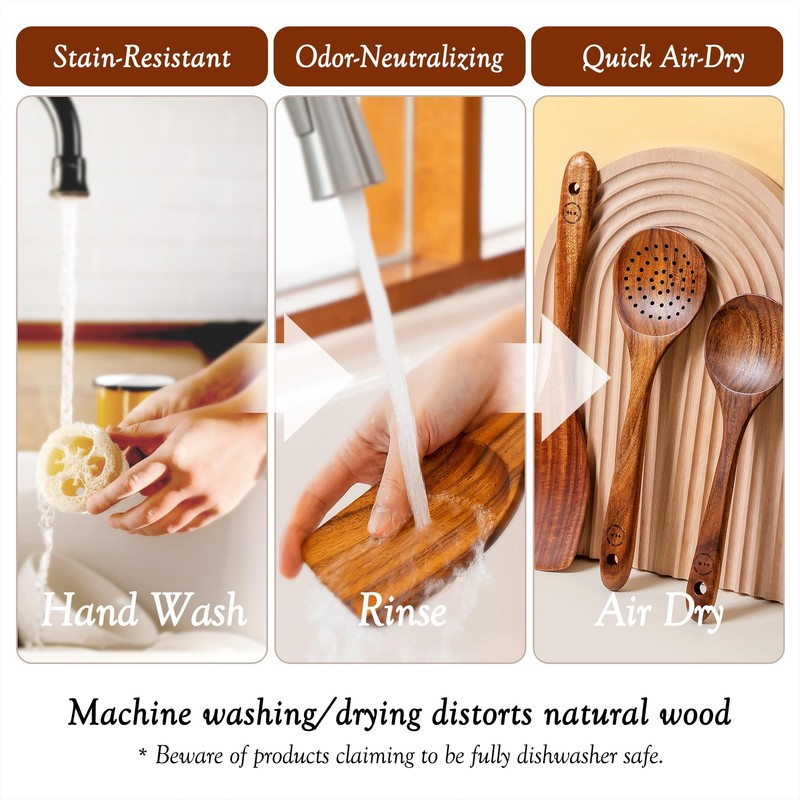 Wooden Spoons for Cooking – 12-Piece Teak Wood Utensil Set