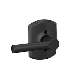 Schlage F170 BRW 622 GRW Broadway Door with Greenwich Trim, One Sided Non-Turning Dummy Door Handle, Matte Black