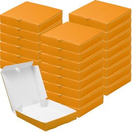 yptniginu yptniginu 24 Pcs Mini Pizza Pizza Boxes Disposable orange Small Dessert Boxes for Party Favor Decorations for Cake Cookies Party Favor (Orange)