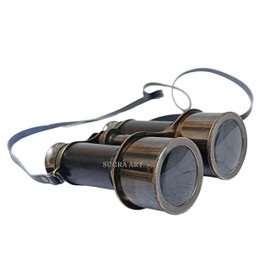 SUGRA ART 6 inches Antique Brass Binocular for Adults and Kids, with Leather wrap, for Bird Watching, Hunting...