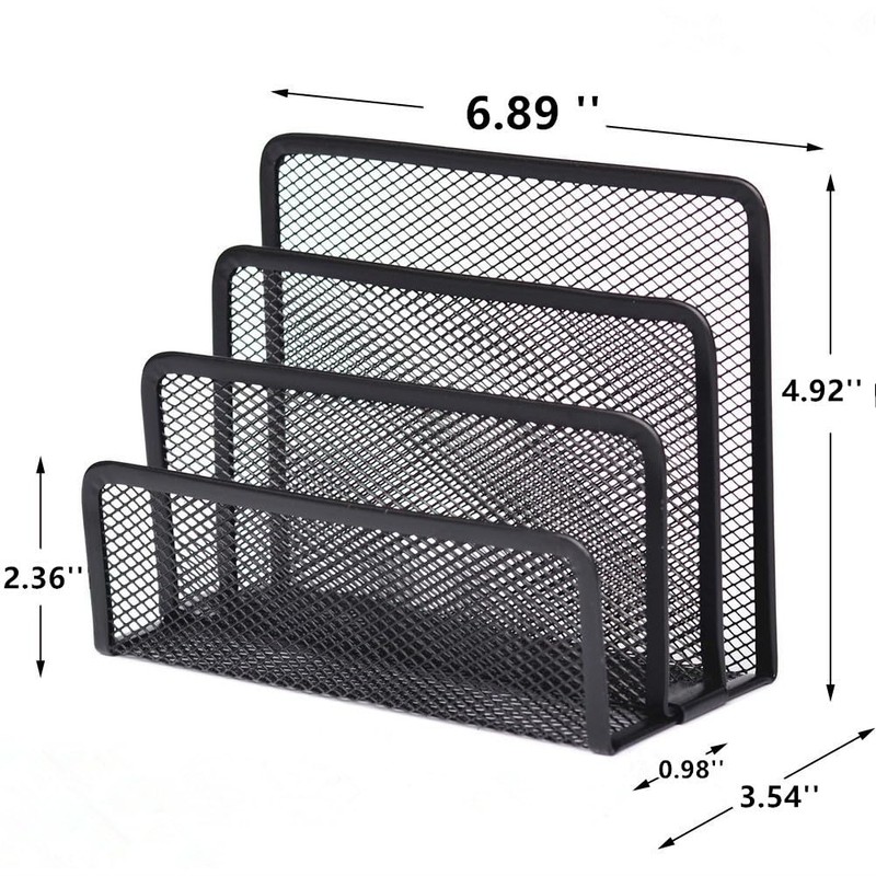 Desk File Holder, 3 Tier Metal Mesh Mail Sorter Magazine