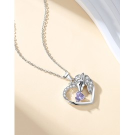 Love Heart Unicorns Gifts for Girls Initial Necklace, 18K White Gold Plated Unicorn Necklace for Teen Girls Unicorn Gifts 1CT Birthstone Necklace Girls Jewelry Unicorn Necklaces Unicorns Gifts for Girls Women (09-September-Lab Grown Sapphire)