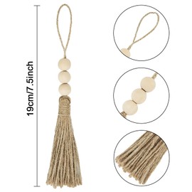 YXJDWEI 30pcs Knitting Tassel Jute Tassel with 3 Wooden Beads for Jewellery Making DIY Projects Room Party Wedding Decoration