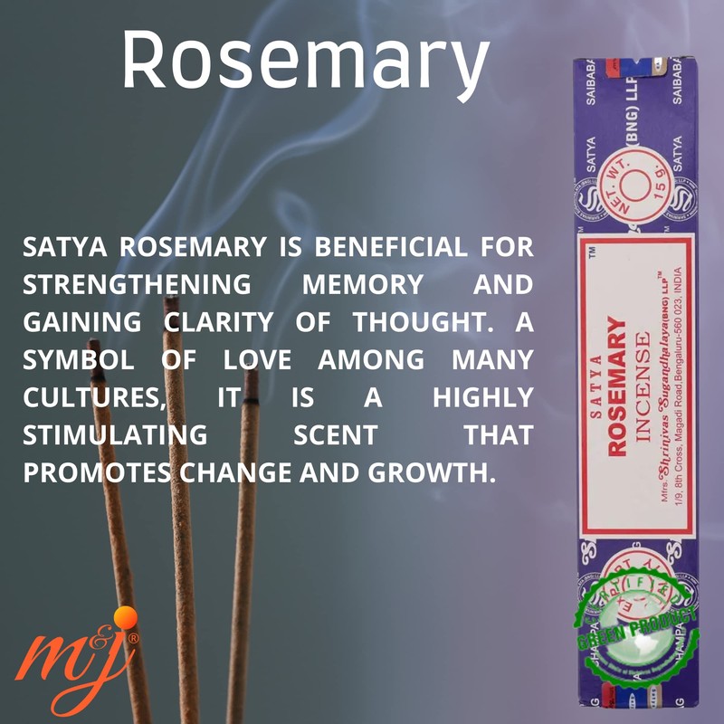Original Satya Nag Champa Rosemary Incense Sticks | with M&J