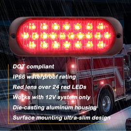 AT-HAIHAN Pack of 2 Aluminum Housing 24 Red LED Trailer Stop Brake Turn Tail Lights, DOT Compliant Waterproof Surface Mount Lighting for Truck Tractor Jeep RV