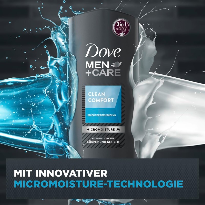 Dove Men+Care Clean Comfort 3-in-1 Shower Gel for Body, Face
