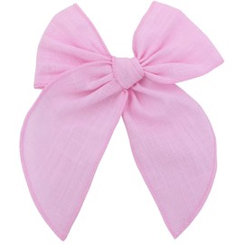 YUESE Hair Bows for Girl - Hair Bows Cotton Linen 5.5" Handmade Hair Bow Toddler Girls Alligator Hair Clips Knot Bows Hair Accessories for Girls(Pink)