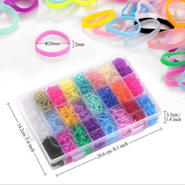 2000 pcs 24 Color Small Elastic Hair Ties Baby Bands Mixed Color Elastics Kids Colorful Rubber with Organizer Box and 6 Loop Styling Tools Stocking Stuffers for Girls Hairstyle Toddlers Accessories