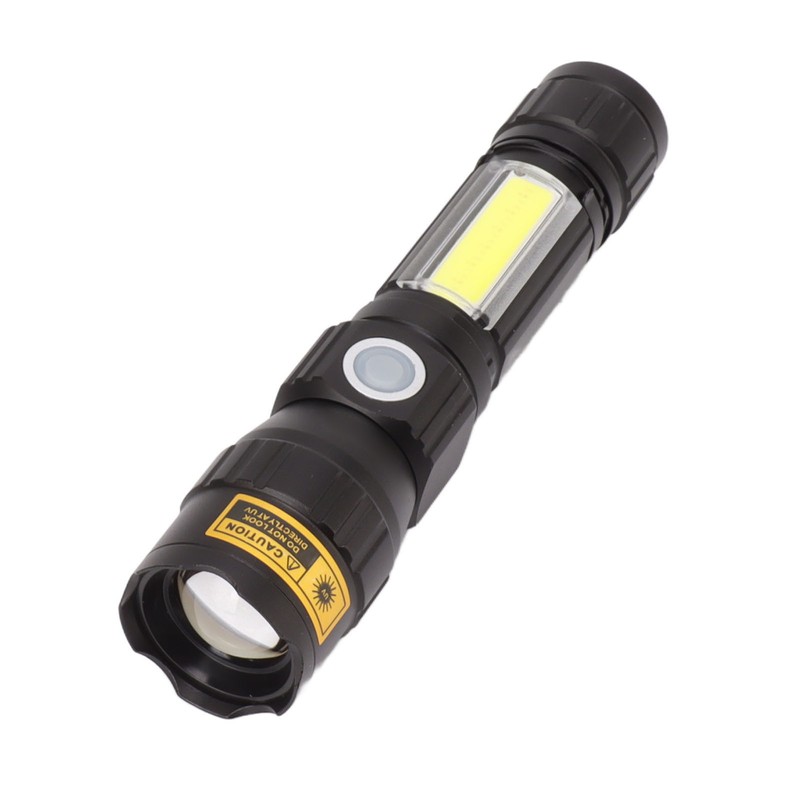 LED Flashlight USB Magnetic Charging 7 Gears Zoomable Black Light
