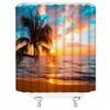 ZKJSMGS Ocean Beach Shower Curtain Plam Tree Sunset Sea Wave