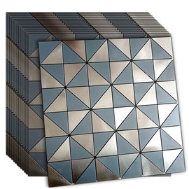Weimeisc 14 Sheets Small Triangle Peel and Stick Backsplash Tile for Kitchen, Self-Adhesive Mosaic Tile, Stick on Bathroom Vanities，Fireplace Décor, Laundry Table (Grey)