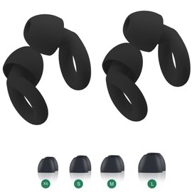 2PCS Ear Plugs, 33dB Hearing Protection Noise Canceling Sleep Earbuds, Reusable Silicone Earplugs for Concerts, Deep Concentration, Travel, with Earplug Storage Bag and Earplug Heads-Black