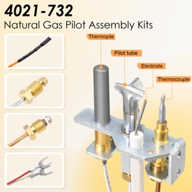 Aibabcue 4021-732 Natural Gas Pilot Assembly Kits for Heat N Glo, Heatilator, Quadrafire Fireplaces, 25660 Pilot Assembly with Thermocouple, Thermopile Replacement Parts