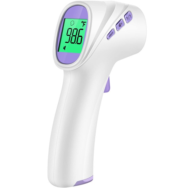 GoodBaby No-Touch Digital Forehead Thermometer, Infrared Thermometer for Adults, Kids & Babies, 1 Second Measurement, Fever Alert and 35 Sets Memory, Purple