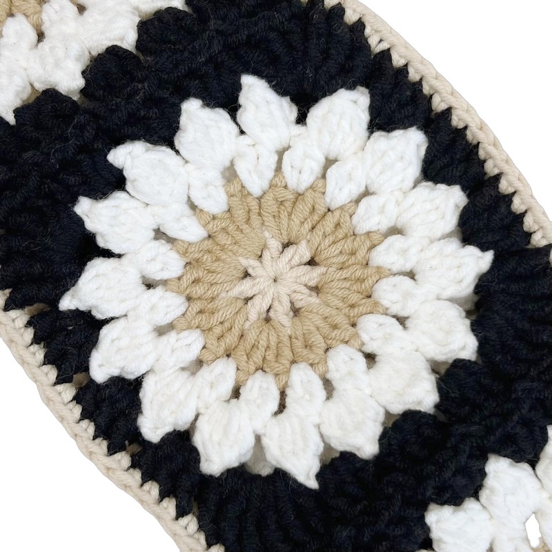 Handmade Crochet Black Granny Square Car Steering Wheel Covers Universal