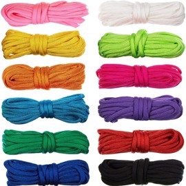 Paracord Tent Rope, 0.2 inches (4 mm), Length 9.8 ft (3 m), 7 Cores, 12 Colors Set (Pure Color)