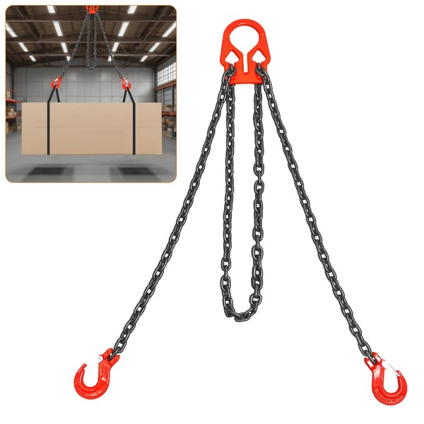 Heavy Duty Lifting Chains with Adjustable Hooks, 5/16 Inch x