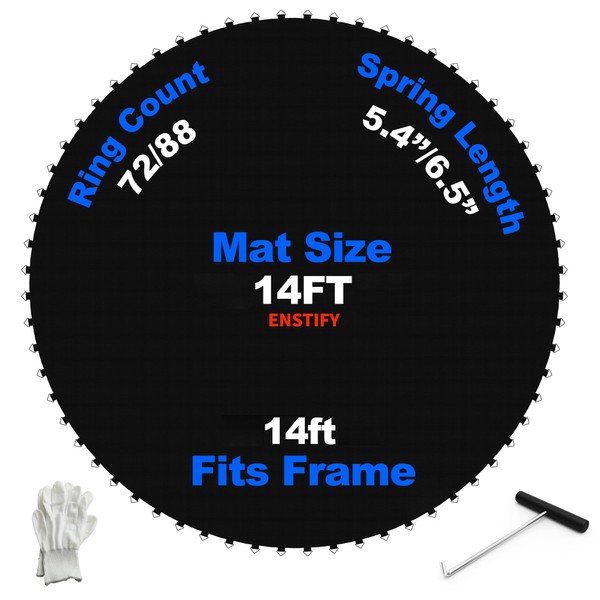 ENSTIFY Replacement Trampoline Mat for 14 ft Round, 72/80/84/88 V-Hooks