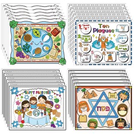 R HORSE 12Pcs Passover Coloring Placemats, Pesach Jewish Holiday Activity Place Mats Party Placemats for Restaurants Entertainment DIY Crafts Dinner Party Supplies Table Decorations