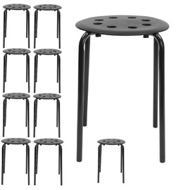 Pinelicorn 10 Pack Black Plastic Stack Round Stools 17.7In Backless