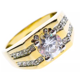 jkc  Barracuda men's 5.4 carat 25 stone CZ ring 18k yellow gold overlay size 13 T4