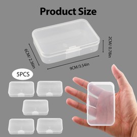 Pack of 5 Small Plastic Storage Boxes for Beads, Plastic, Mini Storage Box for Beads, Jewellery and Craft Accessories, Stackable and Robust, Transparent, 8.8 x 6 cm