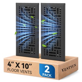 4" x 10" Electroplated Floor Register 2-Pack, Walkable Decorative Metal Vent Cover, Adjustable 0-90° Airflow, Safe Curved Edges for Floor/Wall, Matte Black